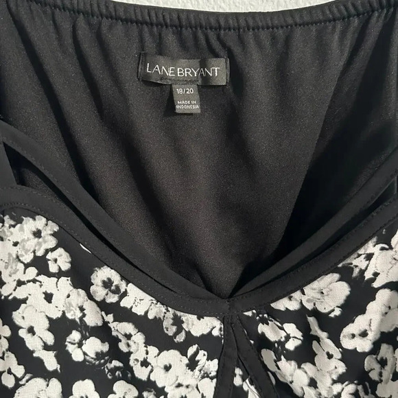 Lane Bryant Womens Sz 18/20 Dress Black White Floral Stretch Waist Strappy - Picture 3 of 8